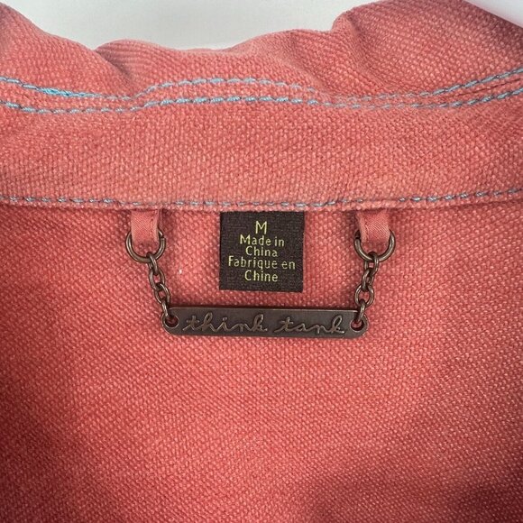 Think Tank Pink Blue Stitch Cotton Blend Lightweight Jacket Womens Medium - Picture 2 of 5